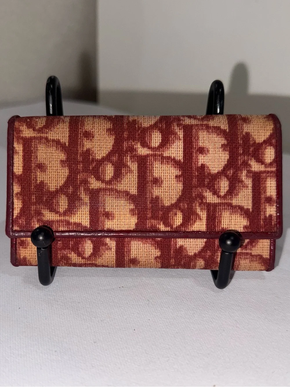 Dior Burgundy Trotter 6 Ring Key Case Card Holder